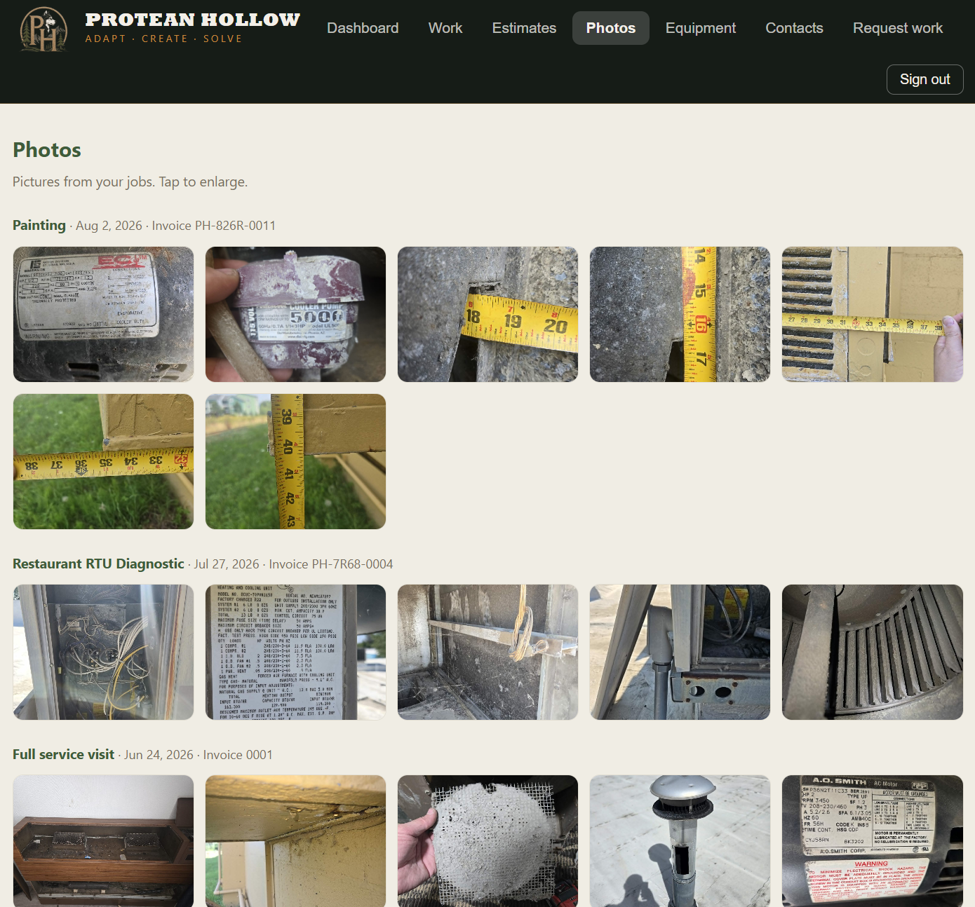 Job photos in the customer portal