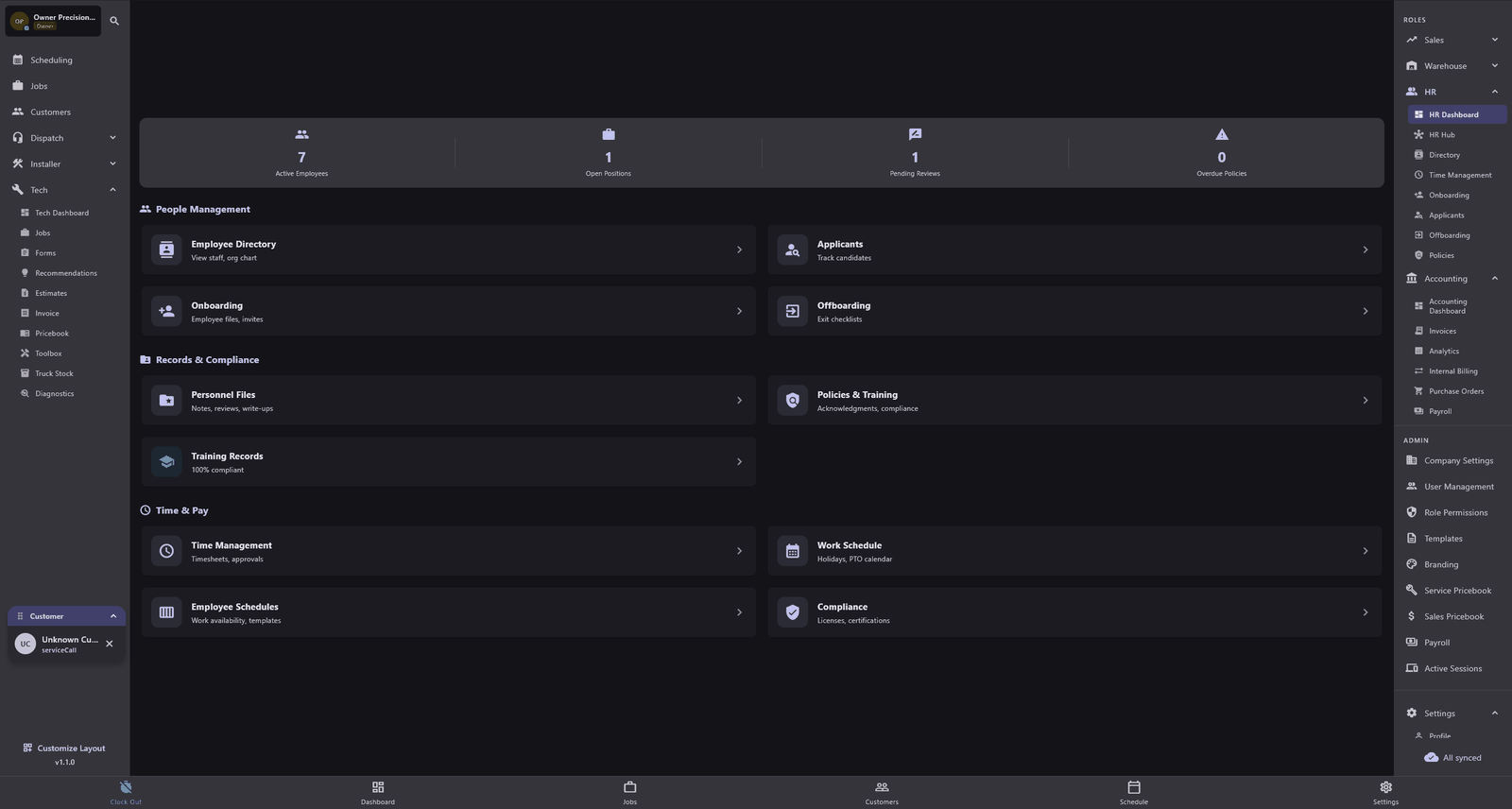 The PrecisionOps job board on Windows