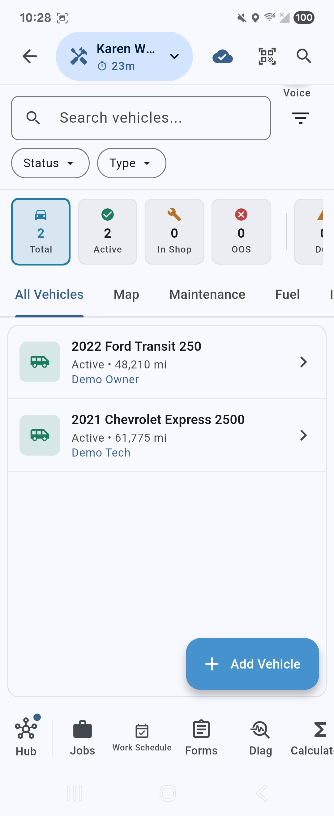 Fleet management on mobile