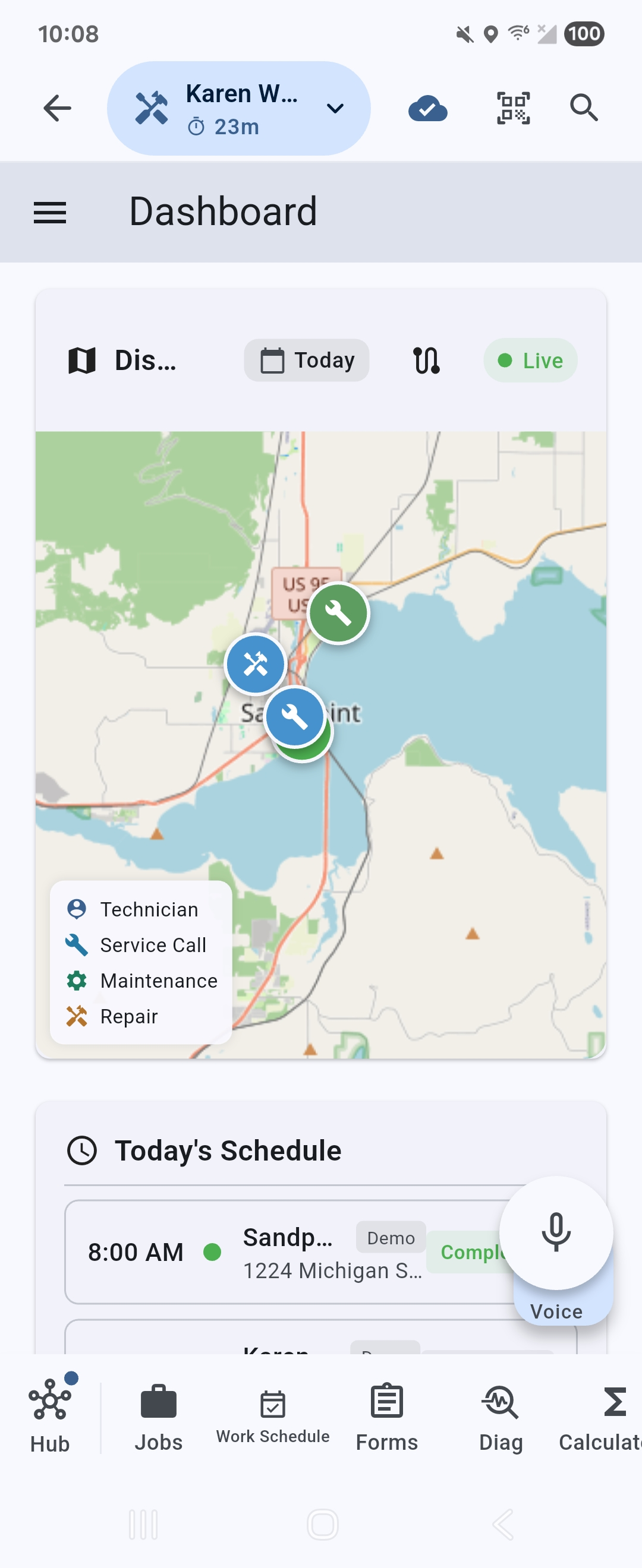 Dispatch map on mobile